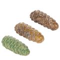 Floristik24 Keramische dennenappeldecoratie, tafeldecoratie, herfst, 14 cm, 3 stuks