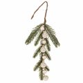 Floristik24 Kunstmatige dennentak met witte mini-kerstballen, 46 cm, 2 stuks