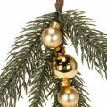 Kunstmatige dennentak met goudkleurige mini-kerstballen, 46 cm, 2 stuks | Floristik24.nl
