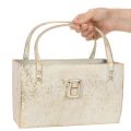 Metalen tas, decoratieve verpakking, rechthoekig, 26 cm, goudkleurig | Floristik24.nl