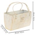 Metalen tas, decoratieve verpakking, rechthoekig, 26 cm, goudkleurig | Floristik24.nl