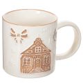 Floristik24 Keramische mok met huismotief en reliëfpatroon, 9 cm