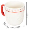 Koffiemok met rood handvat, gebreid patroon en hartversiering, keramiek, 9 cm, 2 stuks | Floristik24.nl