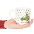 Koffiemok Merry Christmas Kerstautomotief keramische mok 10 cm 2 stuks | Floristik24.nl