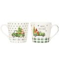 Koffiemok Merry Christmas Kerstautomotief keramische mok 10 cm 2 stuks | Floristik24.nl
