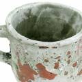 Floristik24 Sierpot cachepot cup vintage grijs, naturel klei Ø8.5cm H8cm 4st