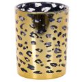 Floristik24 Glazen theelichthouder met luipaardprint voor tafeldecoratie, 12 cm