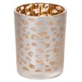 Floristik24 Glazen theelichthouder met luipaardprint, 12 cm