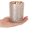 Glazen theelichthouder met luipaardprint, 12 cm | Floristik24.nl