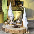 Floristik24 Gnome Kerstdecoratiefiguur wit, goud Ø6.5cm H22cm 2st
