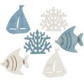 Floristik24 Tafeldecoratie vis, koraal, boot lichtblauw-wit 72st