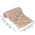 Beige tafelloper met een rand van imitatiebont, 24x140 cm | Floristik24.nl
