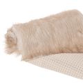Beige tafelloper met een rand van imitatiebont, 24x140 cm | Floristik24.nl