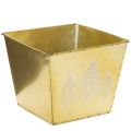 Floristik24 Metalen plantenbak met glinsterend dennenboommotief, 18 cm