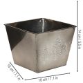 Vierkante metalen plantenbak met dennenboommotief, 18 cm | Floristik24.nl