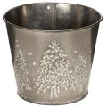 Floristik24 Metalen plantenbak met glinsterende dennenboompjes, 13 cm