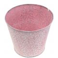 Floristik24 Zink pot met roze decor Ø12cm H10cm