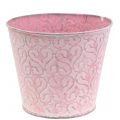 Floristik24 Plantpot gegalvaniseerd roze, gewassen wit Ø14,5cm H12,5cm