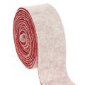 Floristik24 Tweekleurig potscharnier gemaakt van 100% wol als decoratief viltlint, wit/rood, 7,5 cm breed, 5 m lang