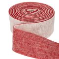 Tweekleurig potscharnier gemaakt van 100% wol als decoratief viltlint, wit/rood, 7,5 cm breed, 5 m lang | Floristik24.nl