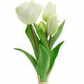 Floristik24 Kunsttulpenboeket Zijden Bloemen Tulpen Real Touch Wit