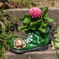 Floristik24 Plantenbak decoratie, groene schoen met egel, keramiek 14x13cm H13cm