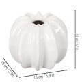 Pompoenvormige keramische vaas, wit, woondecoratie, 15 cm | Floristik24.nl