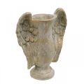 Floristik24 Decoratieve vaas van beton, amfora met engelenvleugels gouden vintage look B20,5cm H26cm