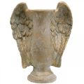 Floristik24 Decoratieve vaas van beton, amfora met engelenvleugels gouden vintage look B20,5cm H26cm