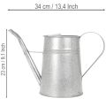 Gegalvaniseerde decoratieve gieter, metaal, grijs, vintage look, 1,7 liter, 23 cm hoog, voor stijlvolle bloemdecoraties en plantenbakken. | Floristik24.nl