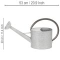 Vintage metalen gieter, zilvergrijs, stijlvolle tuindecoratie, bloemenvaas, L53cm H29cm | Floristik24.nl