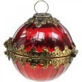 Floristik24 Vintage kerstbal om te openen glas roodgoud Ø8cm set van 2