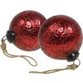 Floristik24 Vintage kerstballen glas kerstballen rood Ø10cm 2st