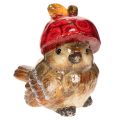 Floristik24 Decoratief vogelbeeldje met rode appelmuts, herfstdecoratie, 13 cm