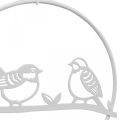 Vogel deco raamdecoratie lente, metaal wit Ø12cm 4st