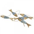 Maritieme deco hanger houten vis om op te hangen donkerblauw L123cm