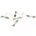 Floristik24 Maritieme decoratieve hanger houten vis om op te hangen lichtblauw L123cm