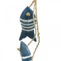 Floristik24 Maritieme deco hanger houten vis om op te hangen klein donkerblauw L31cm
