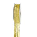 Floristik24 Kerstlint met strepen goud 25mm 20m