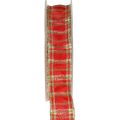 Floristik24 Decoratief lint Schots cadeaulint rood groen goud 25mm 20m