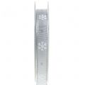 Floristik24 Kerstlint met sneeuwvlok grijs 15mm 20m