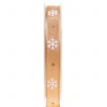 Floristik24 Kerstlint met sneeuwvlok oranje 15mm 20m