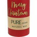 Floristik24 PURE stompkaarsen Merry Christmas 130/60mm wax rood 4st