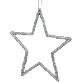 Floristik24 Kerstdecoratie sterhanger zilver glitter 12cm 12st