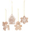 Floristik24 Kerstversieringen, honingcake-design, rendier, peperkoekmannetje, sneeuwvlok, 7 cm, 4 stuks