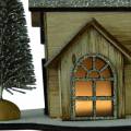 Floristik24 Kersthuisje met ledverlichting natuur, glitterhout 20 × 17 × 15cm