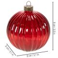 Kerstballen, glas, rood, 8 cm, 12 stuks | Floristik24.nl