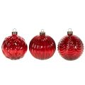 Kerstballen, glas, rood, 8 cm, 12 stuks | Floristik24.nl