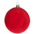 Floristik24 Rode kerstbal met fluweelachtige look, grote kerstboombal van 20 cm, 3 stuks