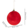 Rode kerstbal met fluweelachtige look, grote kerstboombal van 20 cm, 3 stuks | Floristik24.nl